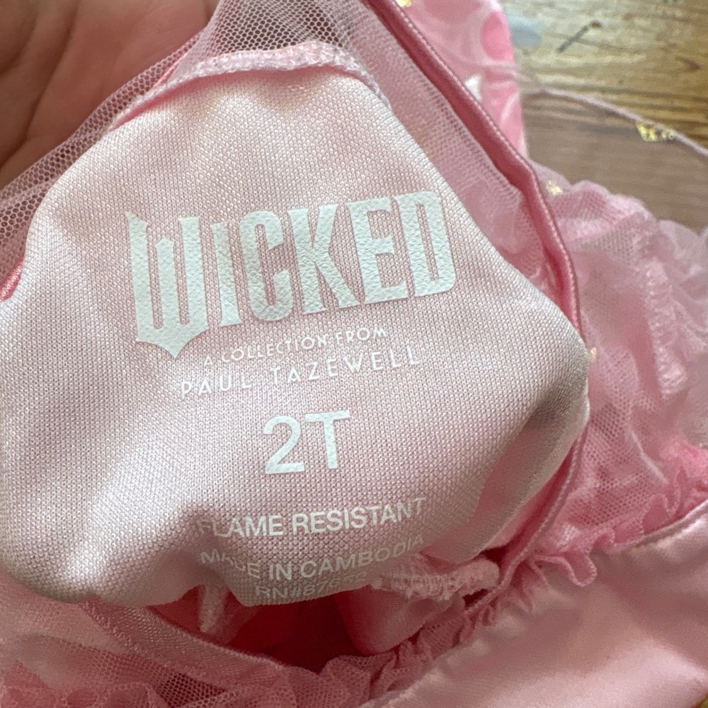Wicked Glinda Good‎ Witch Costume Dress Toddler Pink Butterfly SIZE 2T - Picture 5 of 6